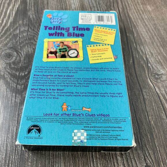 Blue's Clues Telling Time With Blue VHS 2002 Nick Jr Nickelodeon - Picture 5 of 6
